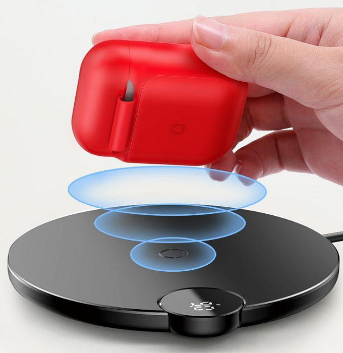 Комплект Apple AirPods + Baseus Wireless Charger Case (White/Red) купить в интернет-магазине icover