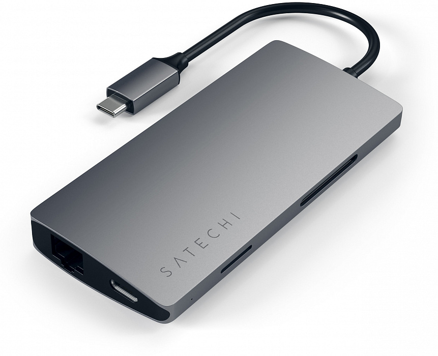 Хаб Satechi Multi-Port V2 Type-C 4K with Ethernet (Space Gray) купить в интернет-магазине icover