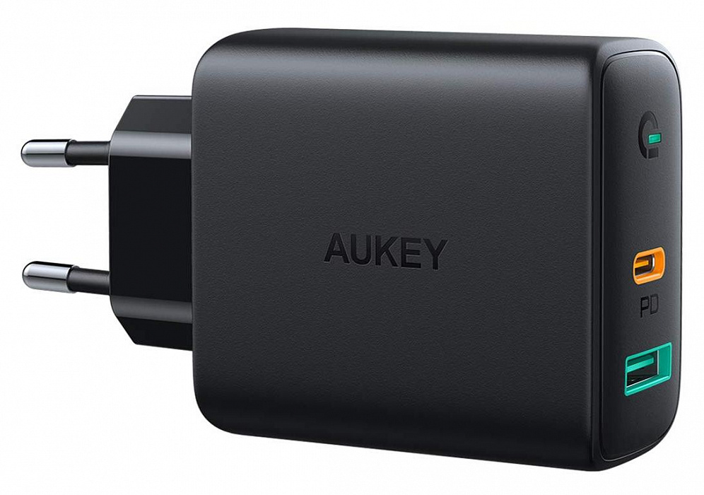 Сетевое зарядное устройство Aukey Dual-Port 30W PD Wall Charger with Dynamic Detect (Black) купить в интернет-магазине icover