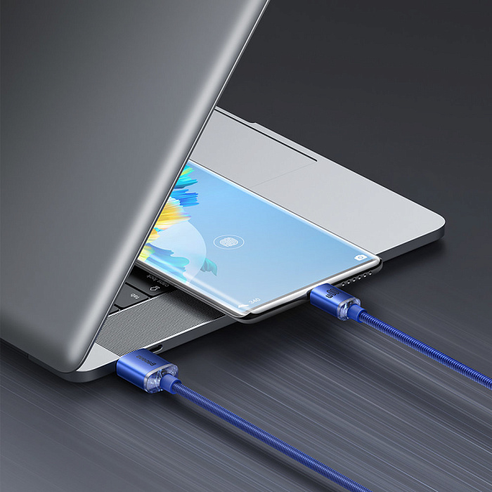 Кабель Baseus Crystal Shine (CAJY000503) USB-A/Type-C 100W 2m (Blue) купить в интернет-магазине icover