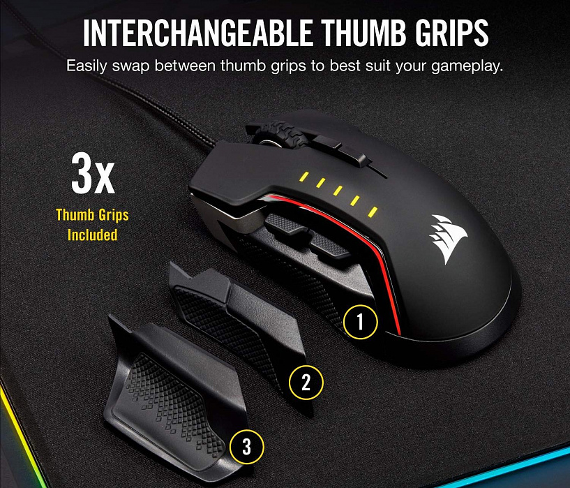 Игровая мышь Corsair Gaming Glaive RGB Pro CH-9302311-EU (Aluminum) купить в интернет-магазине icover