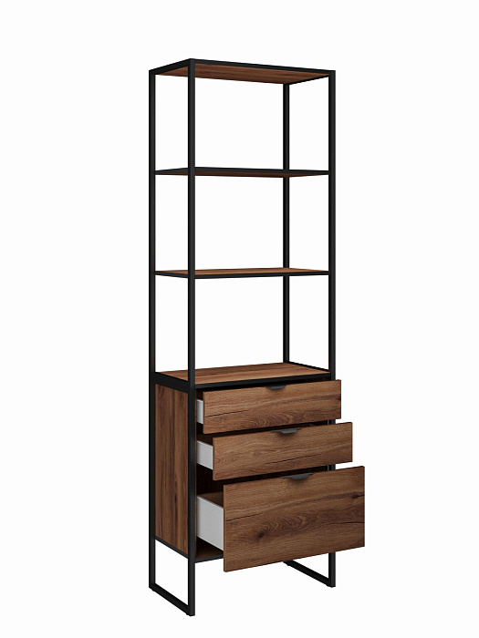 Стеллаж лофт RIDBERG DENVER модуль 2 (Dark Oak/Black) купить в интернет-магазине icover