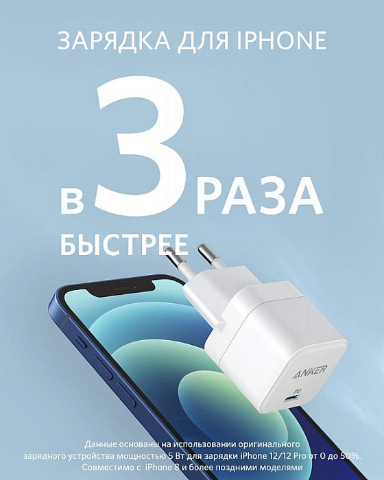 Сетевое зарядное устройство Anker PowerPort III Cube 20W A2149 (White) купить в интернет-магазине icover