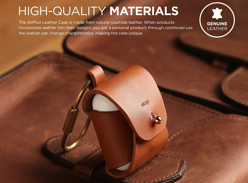 Чехол Elago Genuine Cow Leather Case (EAPLE-BK) для AirPods (Black) купить в интернет-магазине icover