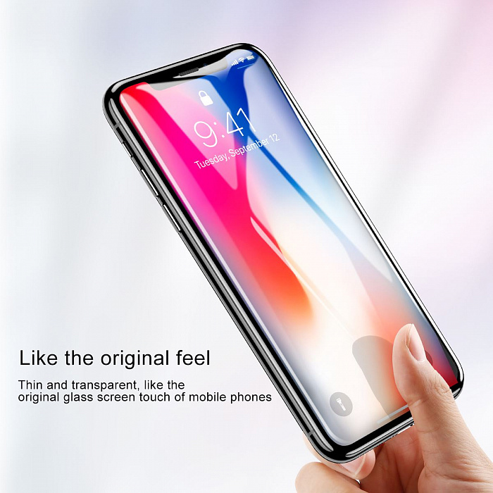 Защитное стекло Baseus 0.23mm Drop-proof Curved Full Screen Tempered Glass Film для iPhone X (Black) купить в интернет-магазине icover