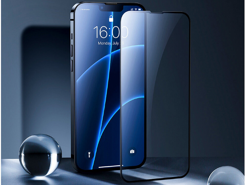 Защитное стекло Baseus Curved Crack-resistant edges 0.23 (SGQP020001) для iPhone 13 mini (Black) купить в интернет-магазине icover