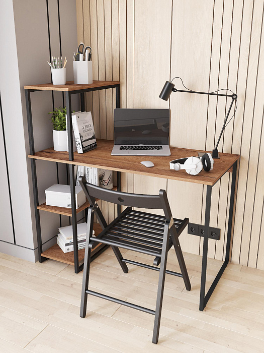Стол-стеллаж лофт мини RIDBERG MEMPHIS (Dark Oak/Black) купить в интернет-магазине icover