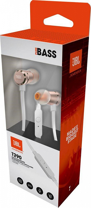 Наушники с микрофоном JBL T290 (Rose Gold) купить в интернет-магазине icover