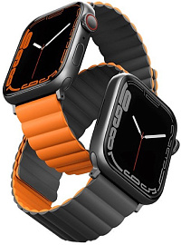 Ремешок Uniq Revix reversible Magnetic (45MM-REVGRYORG) для Apple Watch 42/44/45 mm (Grey/Orange) купить в интернет-магазине icover