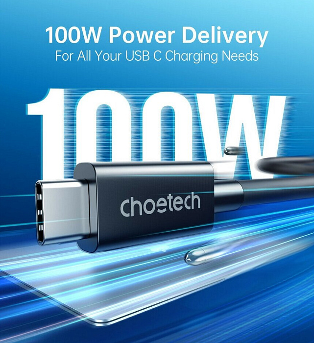 Кабель Сhoetech A3010 Thunderbolt 4 100W 0.8 м (Black) купить в интернет-магазине icover