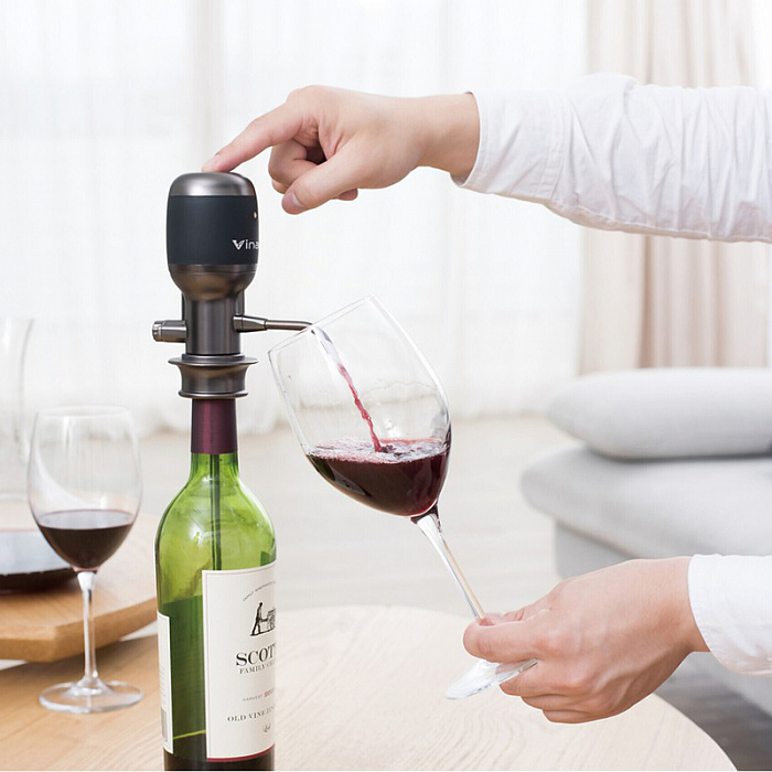 Аэратор для вина Vinaera Pro Adjustable Electric Wine Aerator MV7 (Grey) купить в интернет-магазине icover