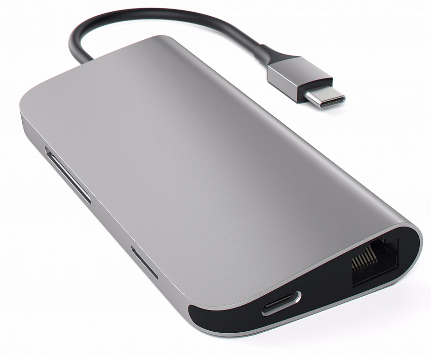 Мультипереходник Satechi Aluminum Type-C Multi-Port Adapter (Space Grey) купить в интернет-магазине icover