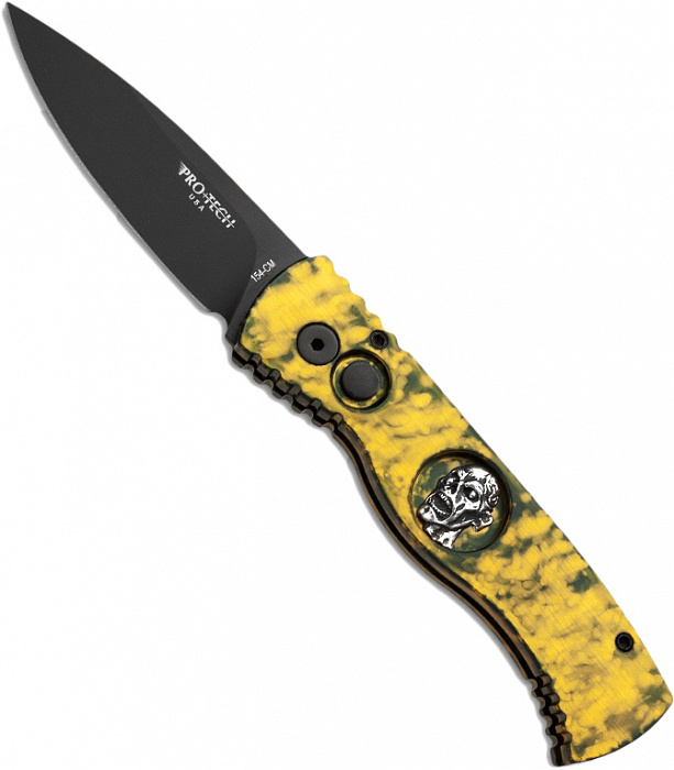 PRO-TECH TR-2 (PR/TR-2 Splash Zombi/BL) - автоматический складной нож (Yellow) купить в интернет-магазине icover