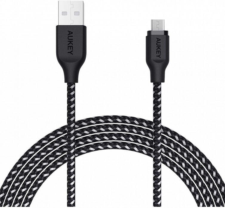 Кабель Aukey Braided Nylon (CB-AM1) microUSB to USB-A 1.2m (Black) купить в интернет-магазине icover