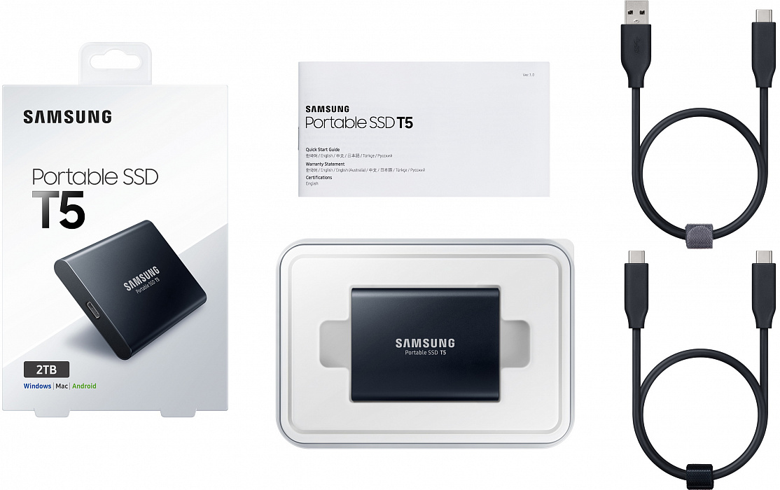 Внешний накопитель Samsung Portable SSD T5 2Tb MU-PA2T0B/WW (Black) купить в интернет-магазине icover