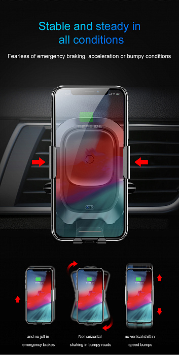 Автомобильный сенсорный держатель Baseus Smart Vehicle Bracket Wireless Charger (WXZN-01) для смартфона (Black) купить в интернет-магазине icover