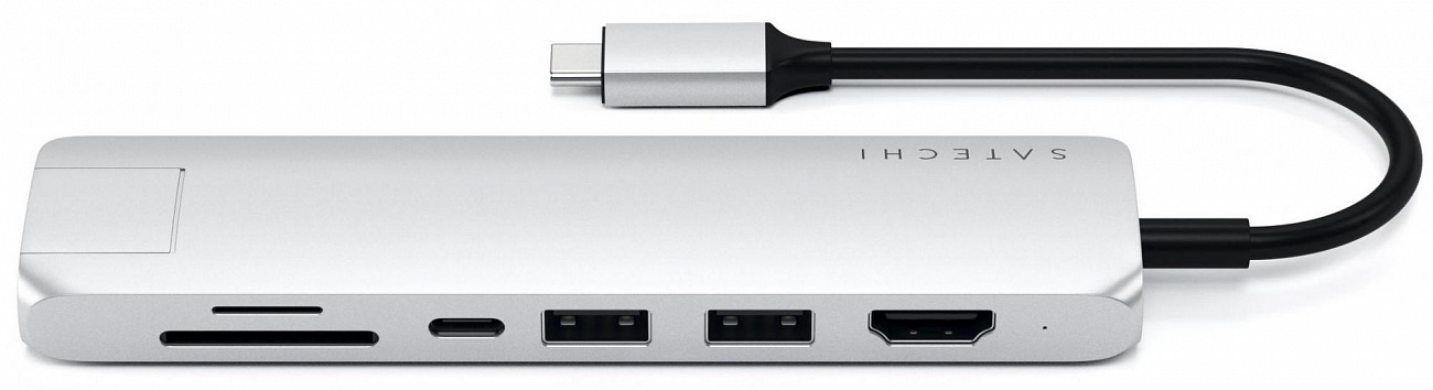 Хаб Satechi USB-C Slim Multi-Port Adapter ST-UCSMA3S (Silver) купить в интернет-магазине icover