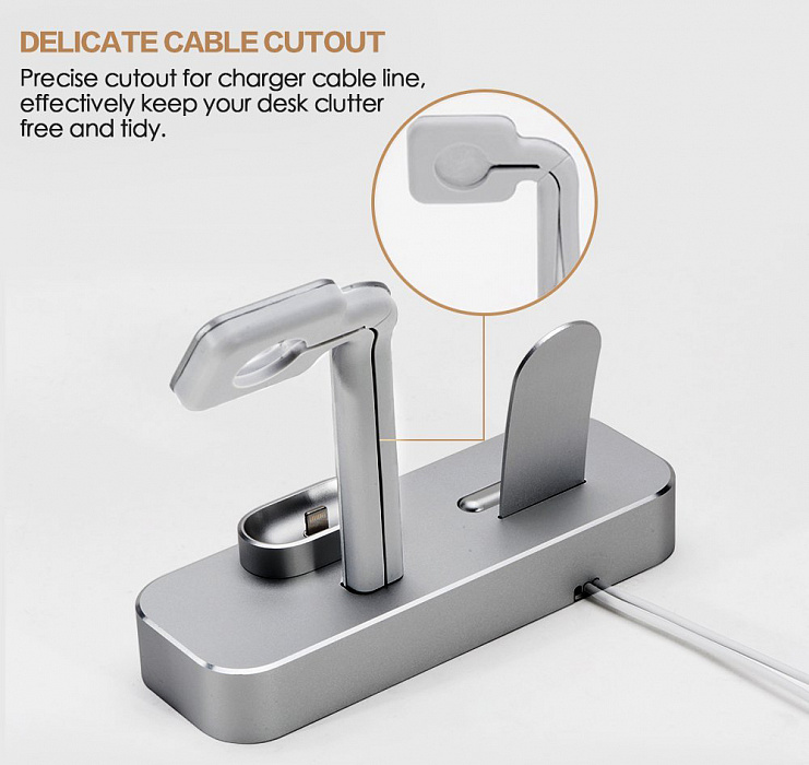 Док-станция COTEetCI Base19 (CS7201-GY) для Apple Watch/iPhone/AirPods (Space Gray) купить в интернет-магазине icover