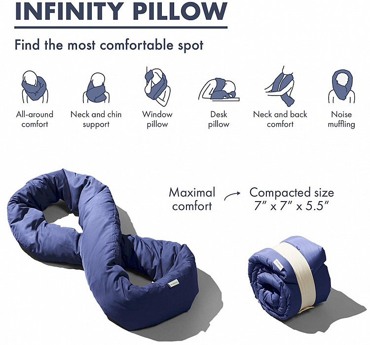 Подушка Huzi Infinity Pillow (Navy) купить в интернет-магазине icover