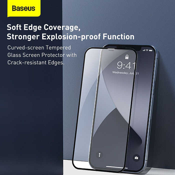 Защитное стекло Baseus Curved-screen Tempered 0.23mm (SGAPIPH61P-PE01) для iPhone 12/iPhone 12 Pro (Black) купить в интернет-магазине icover
