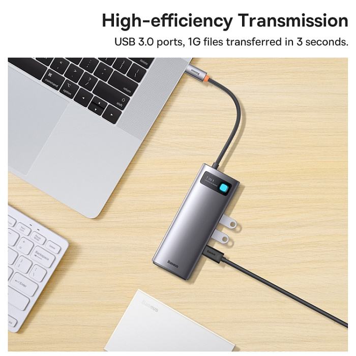 Хаб Baseus Metal Gleam (WKWG040013) 7-in-1 Multifunctional Type-C HUB Docking Station (Gray) купить в интернет-магазине icover