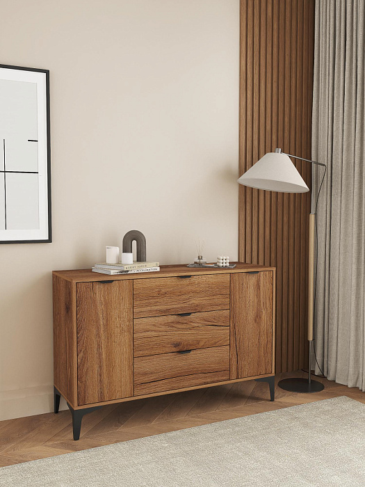 Комод Ridberg OKAYAMA 2Д/3Я (Dark Oak/Black) купить в интернет-магазине icover