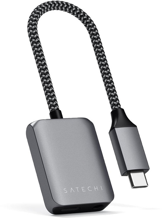 Адаптер Satechi USB-C to Audio PD Charger ST-UCAPDAM (Space Grey) купить в интернет-магазине icover