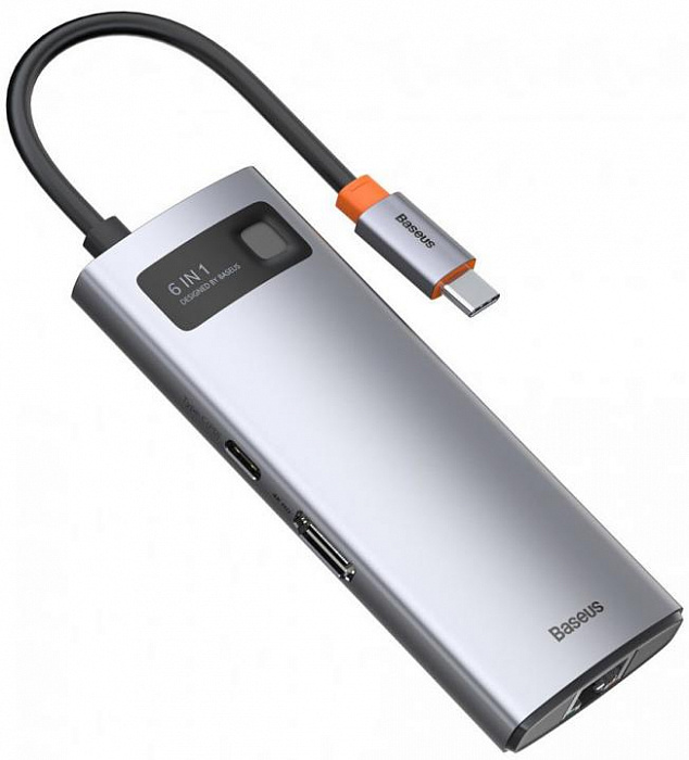 Хаб Baseus Metal Gleam Series 6-in-1 CAHUB-CW0G (Space Grey) купить в интернет-магазине icover
