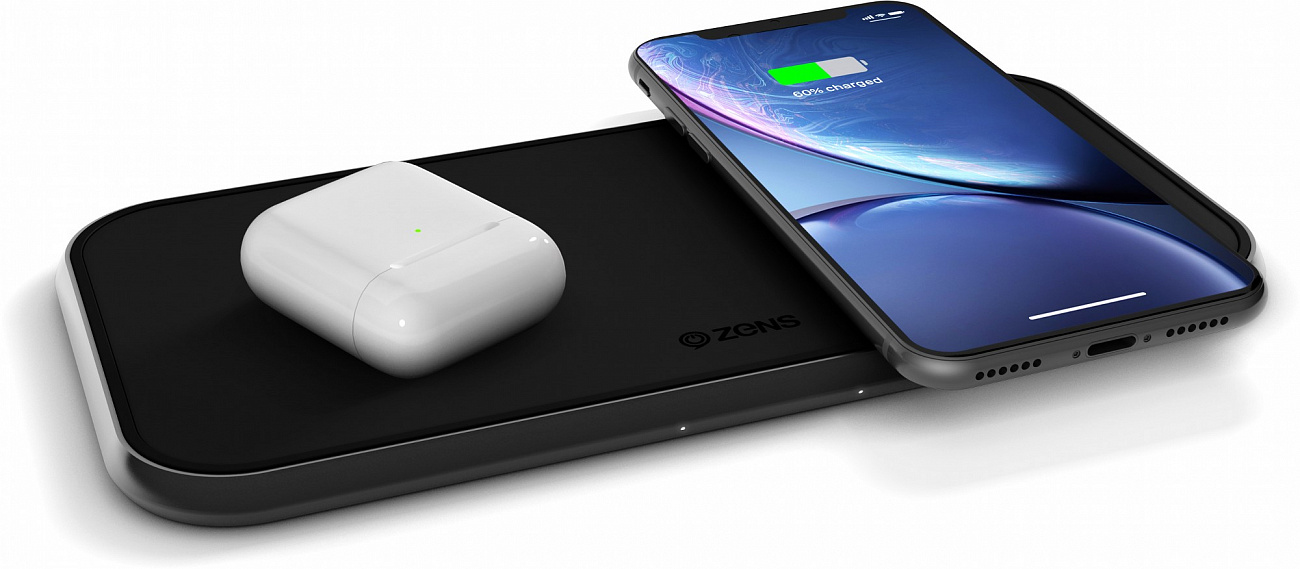 Беспроводное зарядное устройство Zens Dual Aluminium Wireless Charger ZEDC04B (Black) купить в интернет-магазине icover
