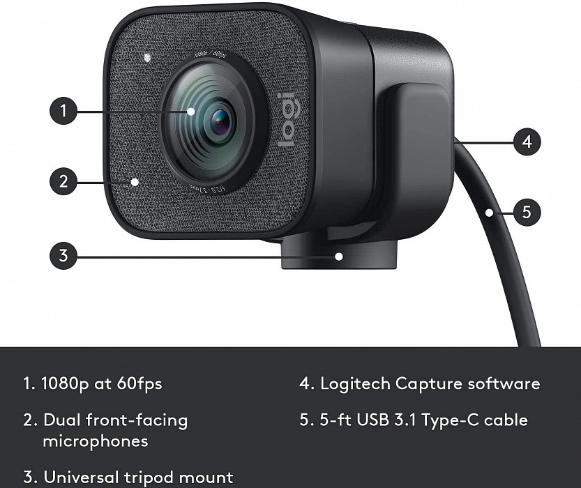 Веб-камера Logitech StreamCam (Graphite) купить в интернет-магазине icover