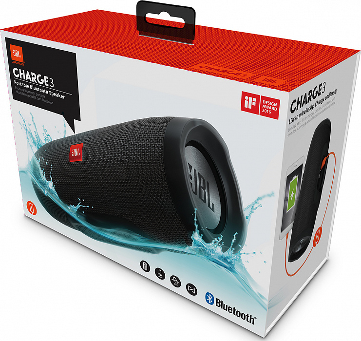 Портативная акустическая система JBL Charge 3 (Black) купить в интернет-магазине icover