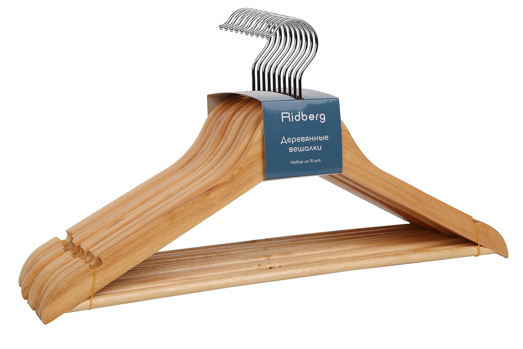 Вешалка-плечики для одежды Ridberg Wood 10 шт. (Brown) купить в интернет-магазине icover