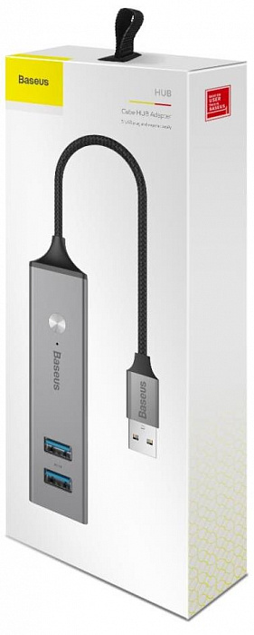 Хаб Baseus Cube USB to 3xUSB 3.0+2xUSB 2.0 CAHUB-C0G (Dark Grey) купить в интернет-магазине icover