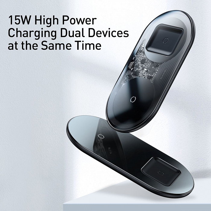 Беспроводное зарядное устройство Baseus Simple 2in1 WXJK-01 (Black) купить в интернет-магазине icover