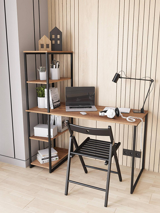 Стол-стеллаж лофт RIDBERG MEMPHIS (Dark Oak/Black) купить в интернет-магазине icover