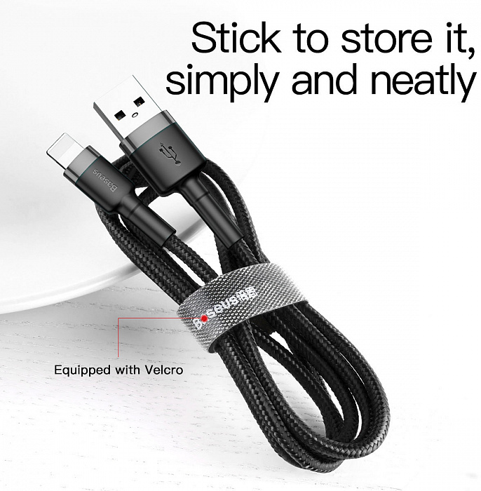 Кабель для iPhone, iPad Baseus Cafule (CALKLF-BV1) USB to Lightning 1m (Gold/Black) купить в интернет-магазине icover