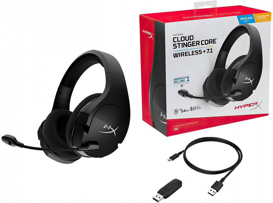 Беспроводная игровая гарнитура HyperX Cloud Stinger Core 7.1 HHSS1C-BA-BK/G (Black) купить в интернет-магазине icover