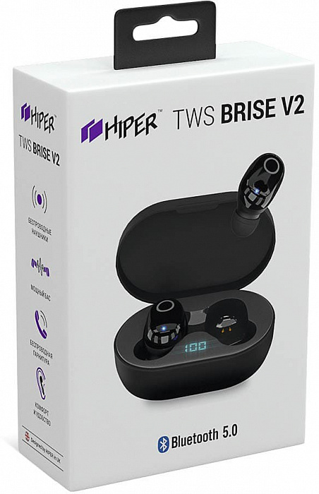 Bluetooth-наушники с микрофоном HIPER TWS Brise V2 HTW-S7 (Black) купить в интернет-магазине icover