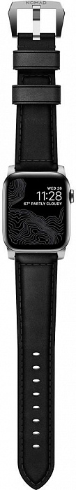 Ремешок Nomad Traditional Strap (NM1A41ST00) для Apple Watch Series SE/6/2/3/4 42/44 mm (Black/Silver) купить в интернет-магазине icover