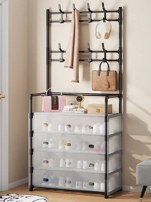 Обувница Ridberg 5 полок с дверцами (Black) купить в интернет-магазине icover