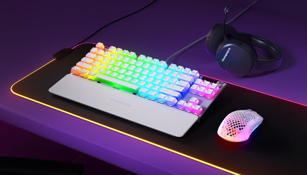 Игровая клавиатура SteelSeries Apex 7 TKL Ghost RU Red Switches (64656) купить в интернет-магазине icover