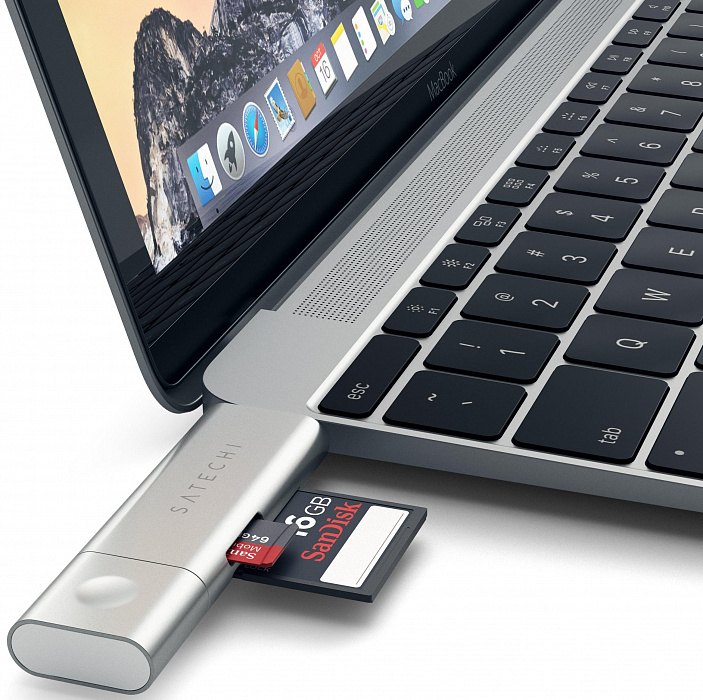 Кардридер Satechi Aluminum Card Reader ST-TCCRAS (Silver) купить в интернет-магазине icover