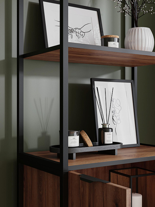 Стеллаж лофт RIDBERG DENVER модуль 1 (Dark Oak/Black) купить в интернет-магазине icover