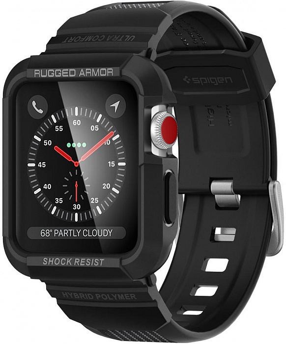 Чехол с ремешком Spigen Rugged Armor Pro для Apple Watch series 7/SE/6/5/4 45mm/44mm (Black) купить в интернет-магазине icover