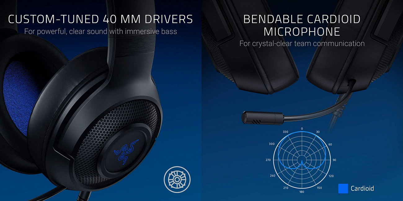 Игровая гарнитура Razer Kraken X for Console RZ04-02890200-R3M1 (Black/Blue) купить в интернет-магазине icover