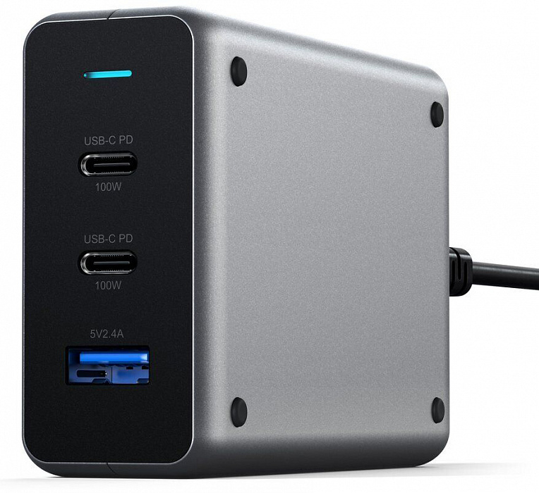 Сетевое зарядное устройство Satechi Compact Gan Charger (ST-TC100GM-EU) 100W Type-C PD (Space Grey) купить в интернет-магазине icover