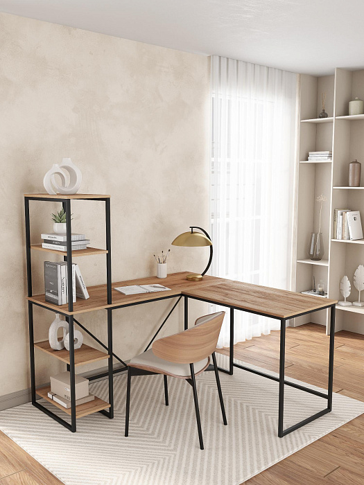 Стол письменный угловой лофт RIDBERG ФЛОРИДА (Oak/Black) купить в интернет-магазине icover