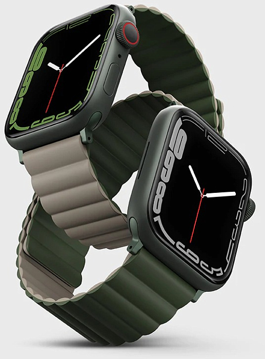 Ремешок Uniq Revix reversible Magnetic (45MM-REVGRNTPE) для Apple Watch 42/44/45 mm (Green/Taupe) купить в интернет-магазине icover