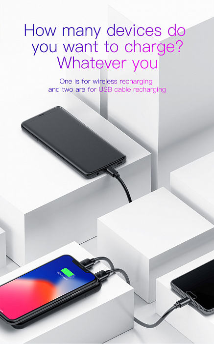 Внешний аккумулятор Baseus Wireless Charge Power Bank 8000 mah (Black) купить в интернет-магазине icover