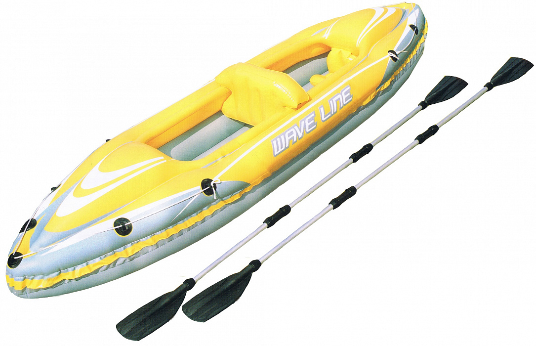 Bestway Wave Line (бв65020) - надувная лодка-каяк с веслами (Yellow/Grey) купить в интернет-магазине icover